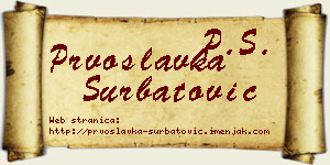 Prvoslavka Šurbatović vizit kartica